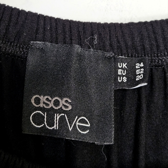 Asos Curve Plus Black Jumpsuit Off Shoulder Layered Ruffle Top Wide Leg 20 EUC - Picture 7 of 15